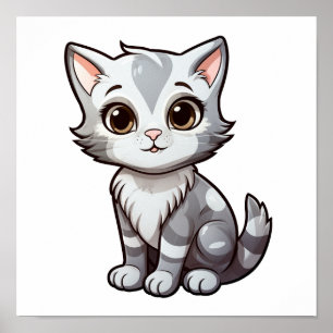 Cartoon cat illustration poster