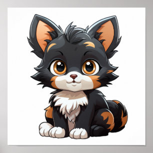 Cartoon cat illustration poster