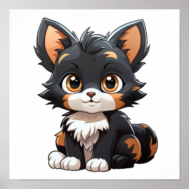 Cartoon cat illustration poster (Front)