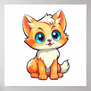 Cartoon cat illustration poster