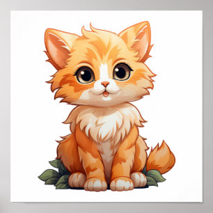 Cartoon cat illustration poster