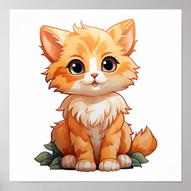 Cartoon cat illustration poster (Front)