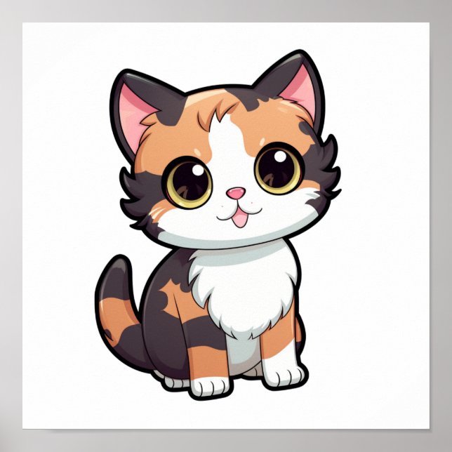 Cartoon cat illustration poster (Front)