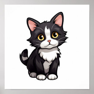 Cartoon cat illustration poster