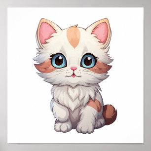 Cartoon cat illustration poster