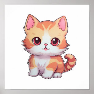 Cartoon cat illustration poster