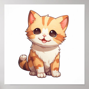 Cartoon cat illustration poster