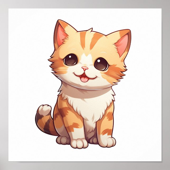 Cartoon cat illustration poster (Front)