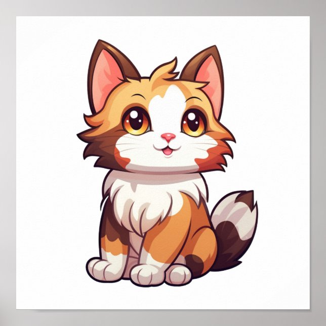 Cartoon cat illustration poster (Front)