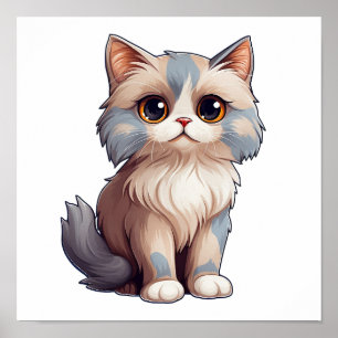 Cartoon cat illustration poster