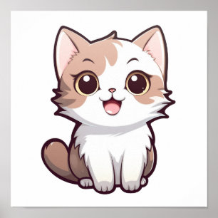 Cartoon cat illustration poster