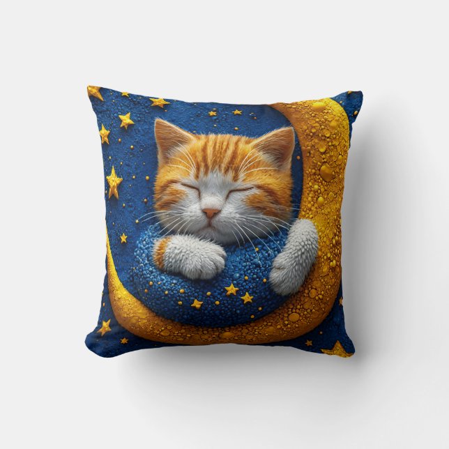Cartoon cat on the moon cushion (Front)
