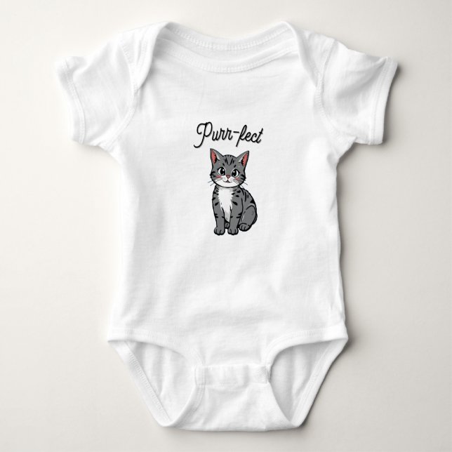 Cartoon Cat Purr-fect Baby Bodysuit (Front)
