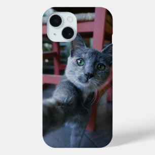 Cartoon Cat Taking a Selfie - Fun & Stylish Phone  iPhone 15 Case