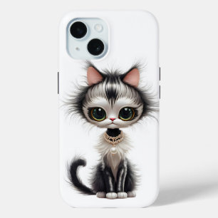 Cartoon Cat With Pearl Necklace  iPhone 15 Case