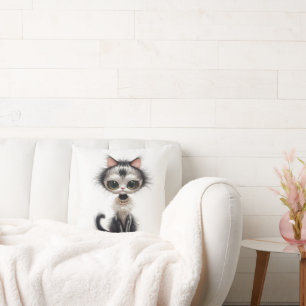 Cartoon Cat With Pearl Necklace  Cushion