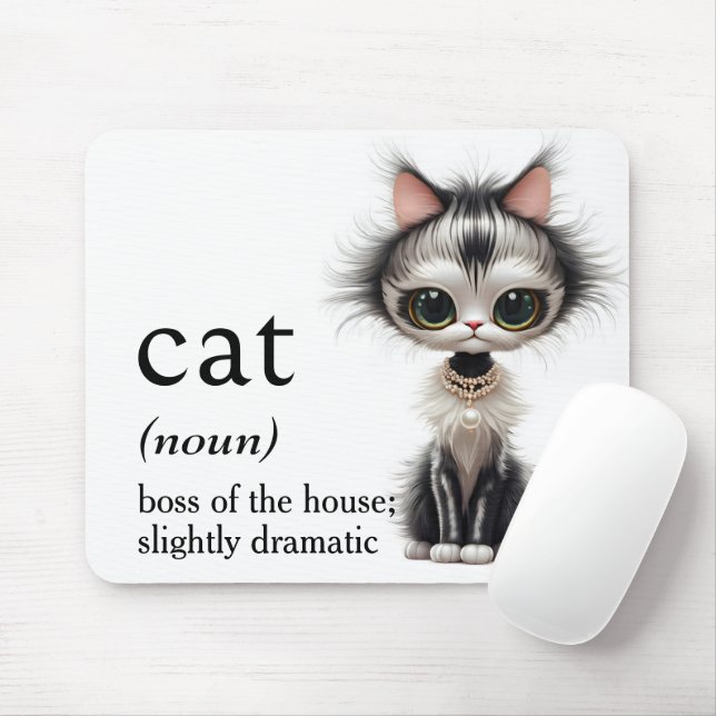 Cartoon Cat With Pearl Necklace  Mouse Pad (With Mouse)