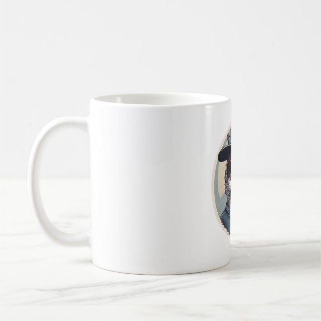 Cartoon Cat with Sunglasses Coffee Mug (Left)