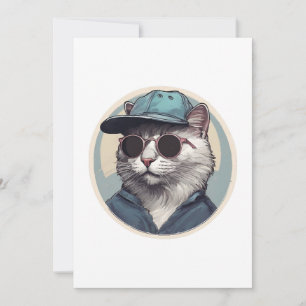 Cartoon Cat with Sunglasses Invitation