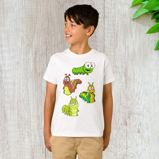 Cartoon Caterpillar Characters Adorable Insects T-Shirt (Creator Uploaded)