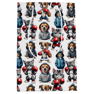 Cartoon Cats And Dogs Design Medium Gift Bag