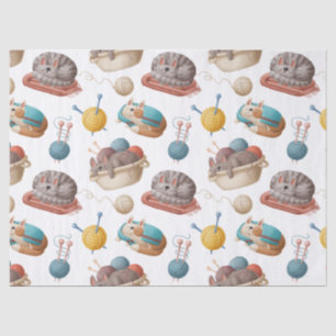 Cartoon Cats and Yarn Decoupage Tissue Paper