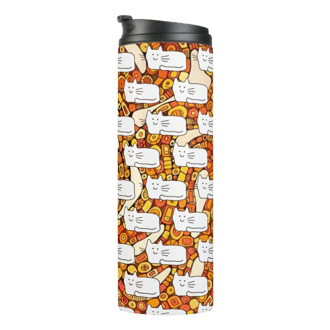 Cartoon Cats Doodle Line Drawing Thermal Tumbler (Rotated Right)