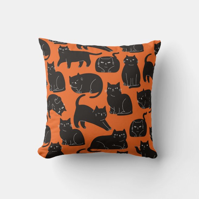 Cartoon Cats Hand Drawn Pattern Cushion (Front)