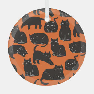 Cartoon Cats Hand Drawn Pattern Glass Tree Decoration