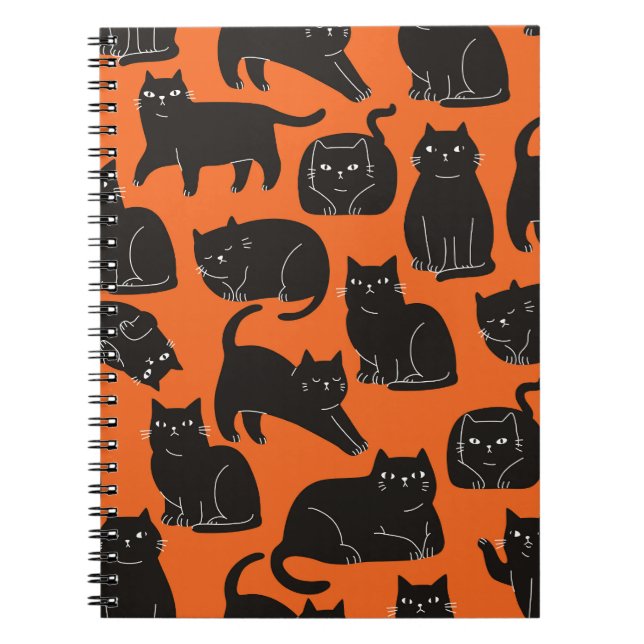 Cartoon Cats Hand Drawn Pattern Notebook (Front)