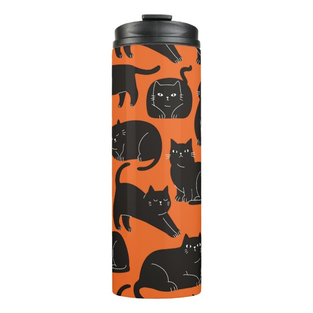 Cartoon Cats Hand Drawn Pattern Thermal Tumbler (Front)