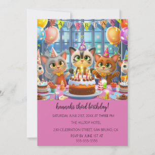 Cartoon Cats Kids’ Purr-fect Birthday Party Invitation