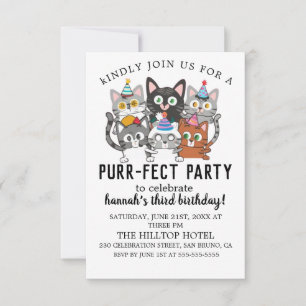 Cartoon Cats Kids’ Purr-fect Birthday Party Invitation