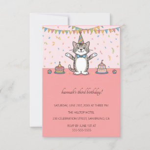 Cartoon Cats Kids’ Purr-fect Birthday Party  Invitation