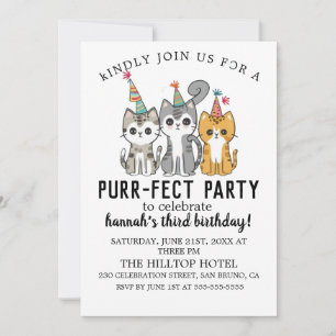 Cartoon Cats Kids’ Purr-fect Birthday Party Invitation