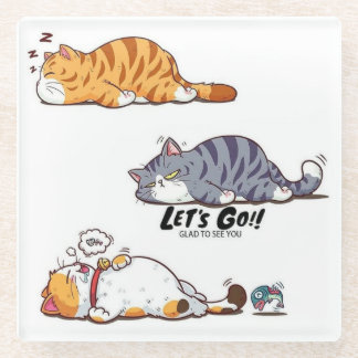 Cartoon Cats "LET’S GO!!" Coaster