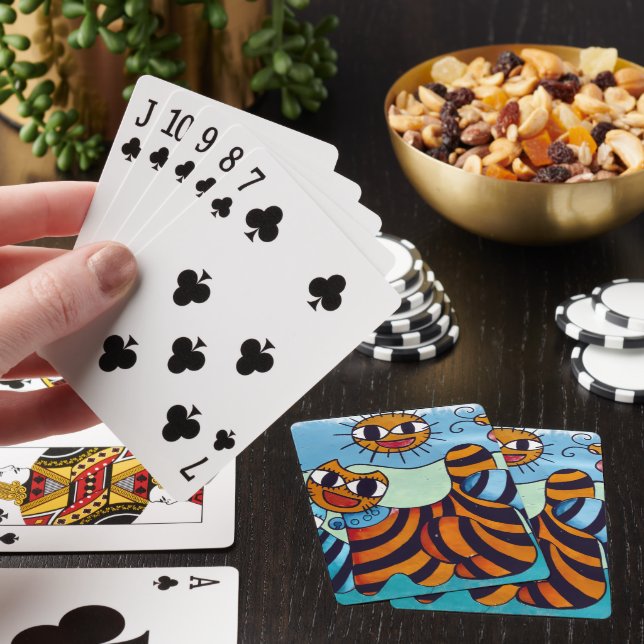 cartoon cats playing cards (In Situ)