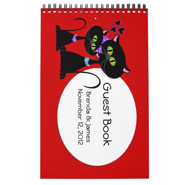 Cartoon Cats Wedding Guest Book Calendar (Cover)