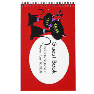 Cartoon Cats Wedding Guest Book Calendar