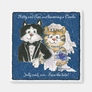 Cartoon Cats Wedding Save the Date  Magnets