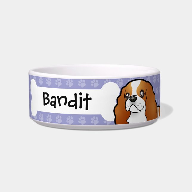 Cartoon Cavalier King Charles Spaniel Bowl (Front)