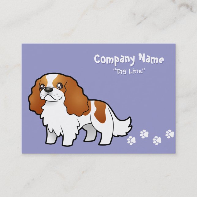 Cartoon Cavalier King Charles Spaniel Business Card (Front)