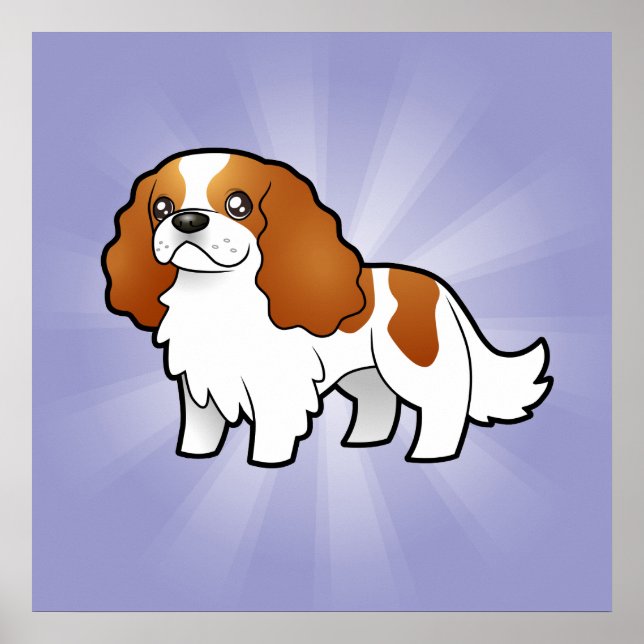 Cartoon Cavalier King Charles Spaniel Poster (Front)