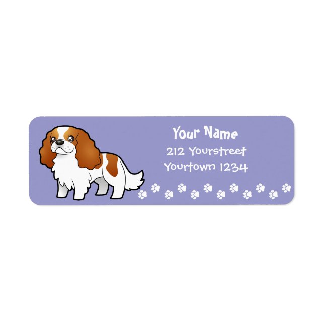 Cartoon Cavalier King Charles Spaniel Return Address Label (Front)