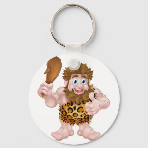 Cartoon Caveman Giving Thumbs Up Key Ring