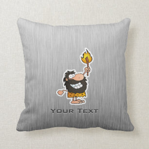 Cartoon Caveman; Metal-look Cushion