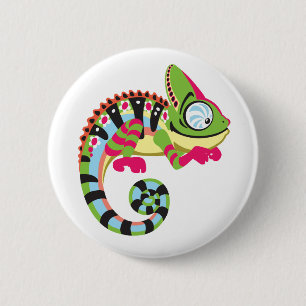 cartoon chameleon 6 cm round badge