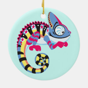 cartoon chameleon ceramic tree decoration