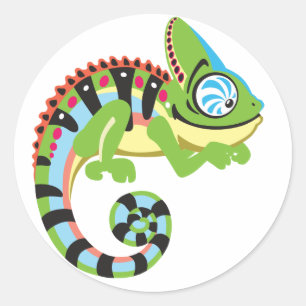 cartoon chameleon classic round sticker