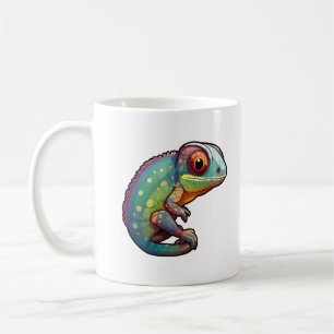 Cartoon chameleon illustration coffee mug